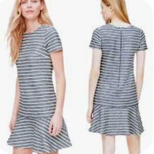 Loft peplum drop waist shift business dress with blue and white nautical stripes